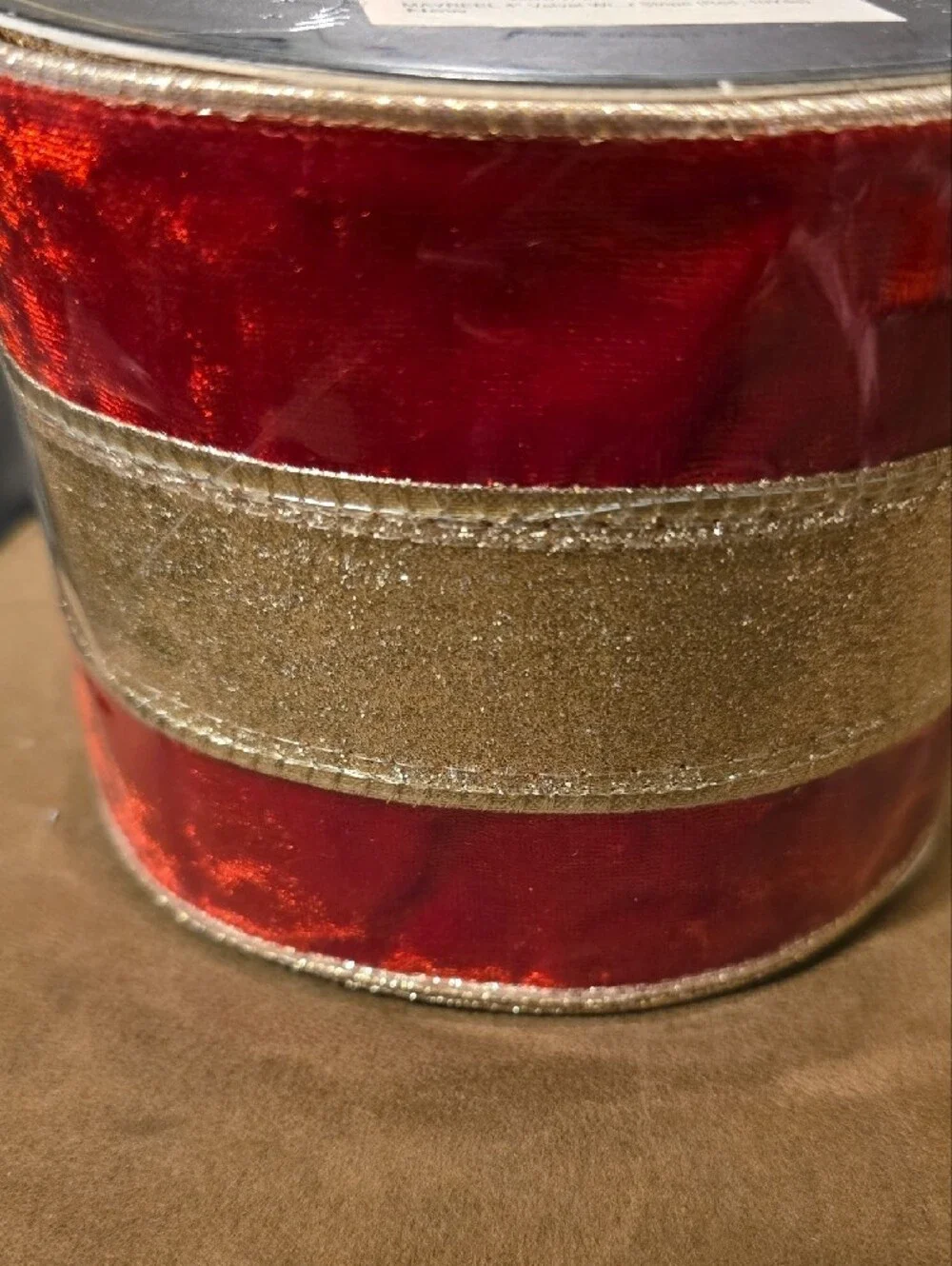 Mayreel. Holiday Velvet Ribbon Bow - Red and Gold. 10 Yards. NWT.